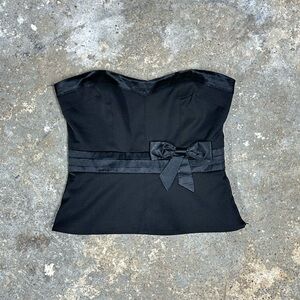 Suzy Shier Black Bow Crop Tube Top